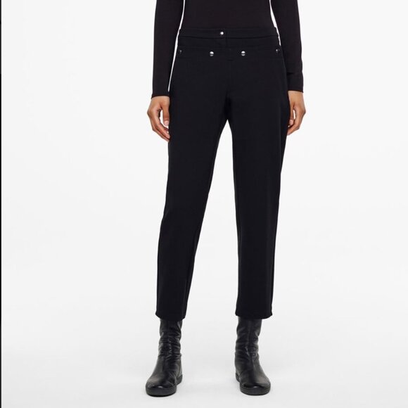 SARAH PACINI Camila Front Pouch Button Details Designer Stretch Black Pants 0 - Picture 1 of 7
